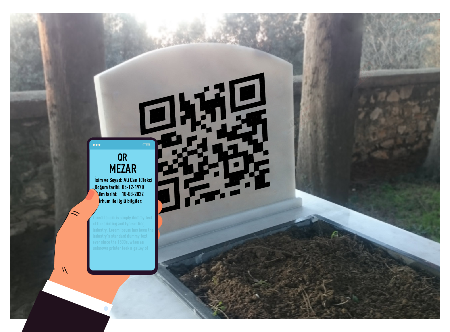 QR Mezar Taşı Örnekleri Sağ Resim